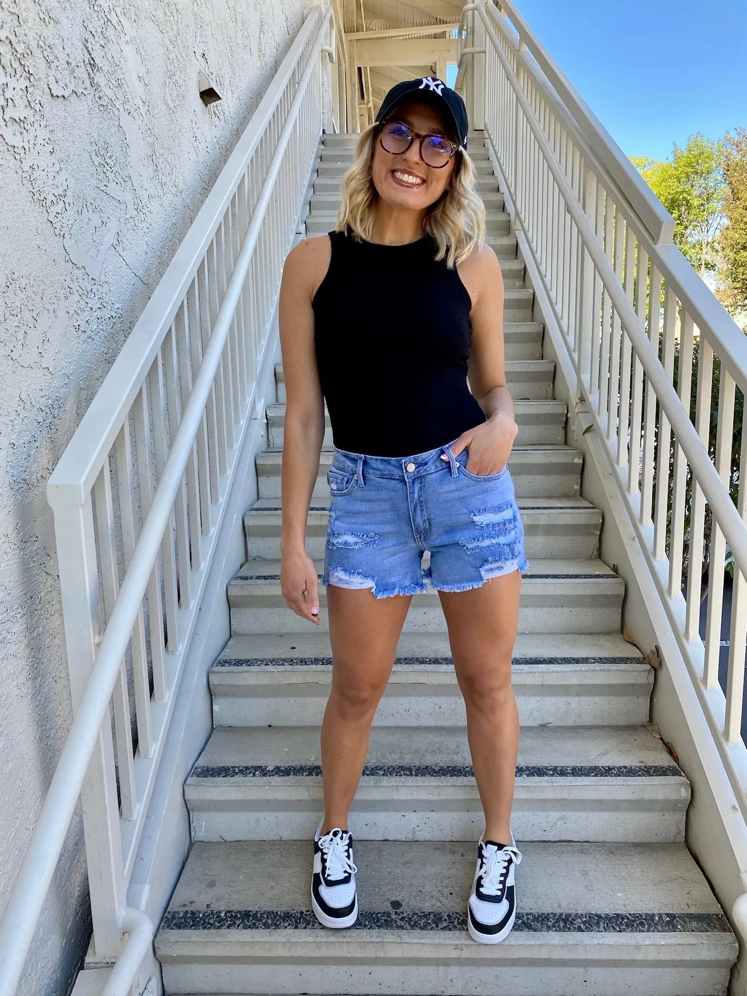 Katy Ribbed Tank in Black