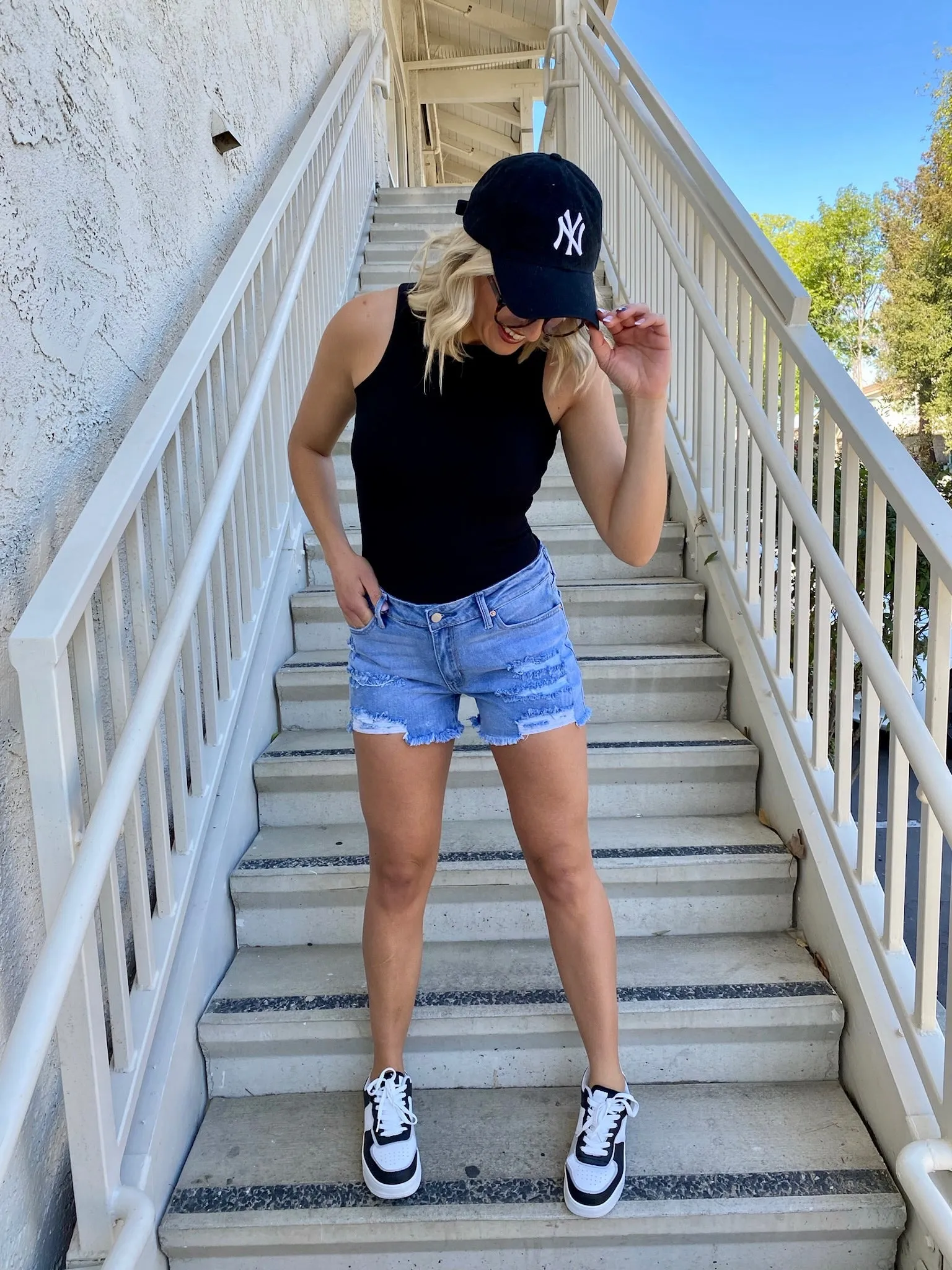 Katy Ribbed Tank in Black