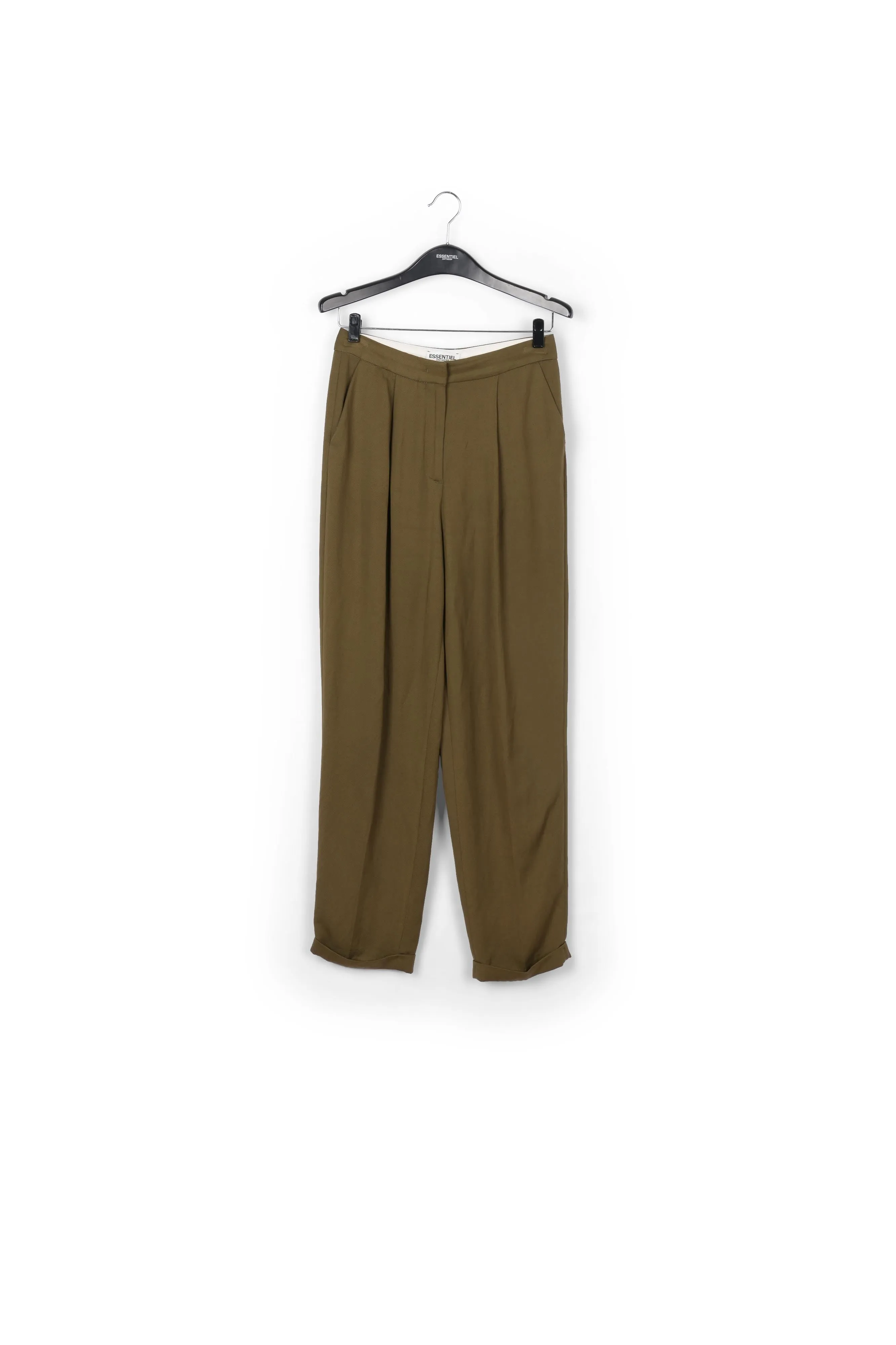 Khaki green tailored mid-rise pants