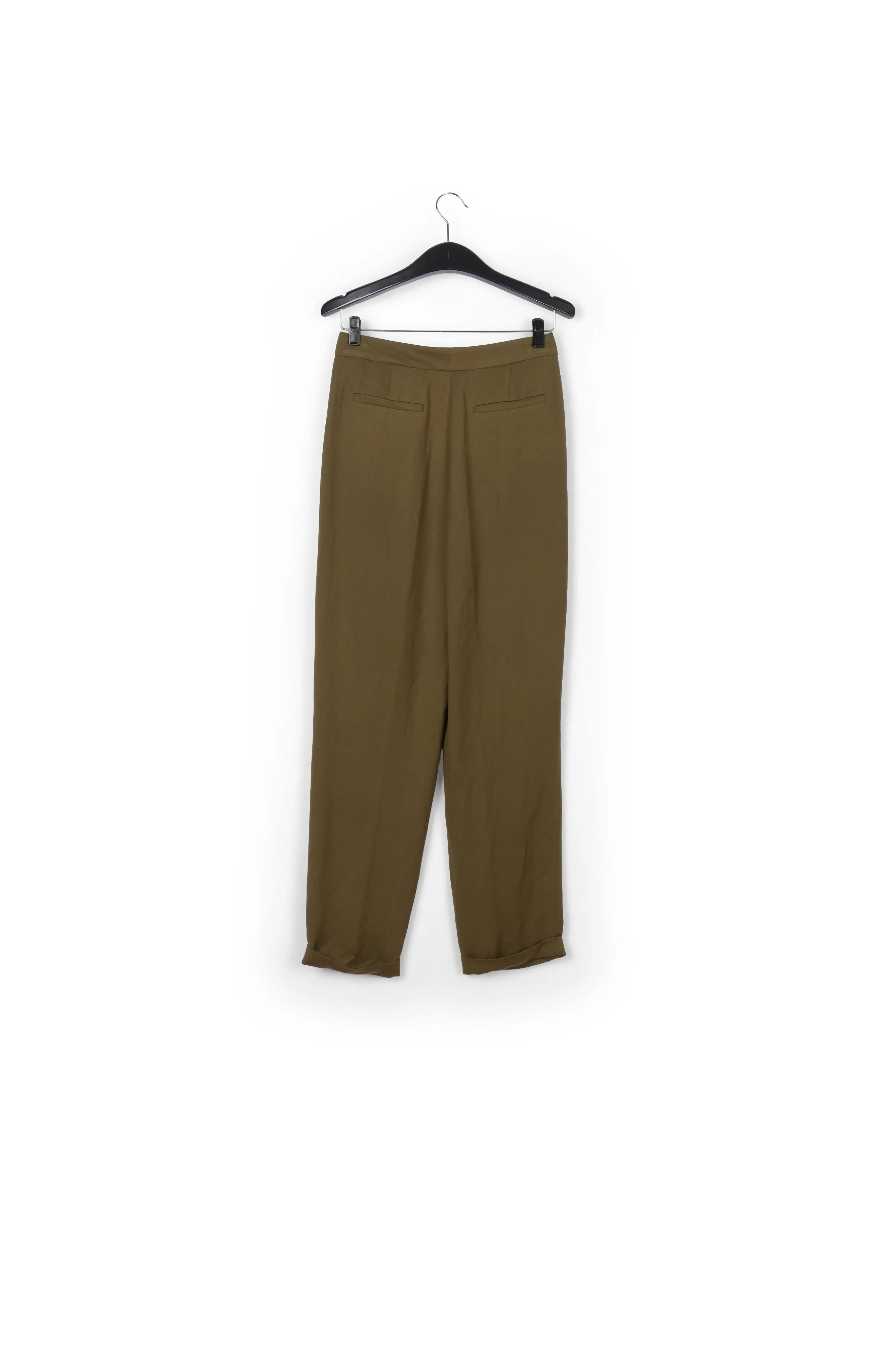 Khaki green tailored mid-rise pants