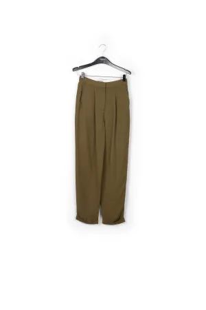 Khaki green tailored mid-rise pants