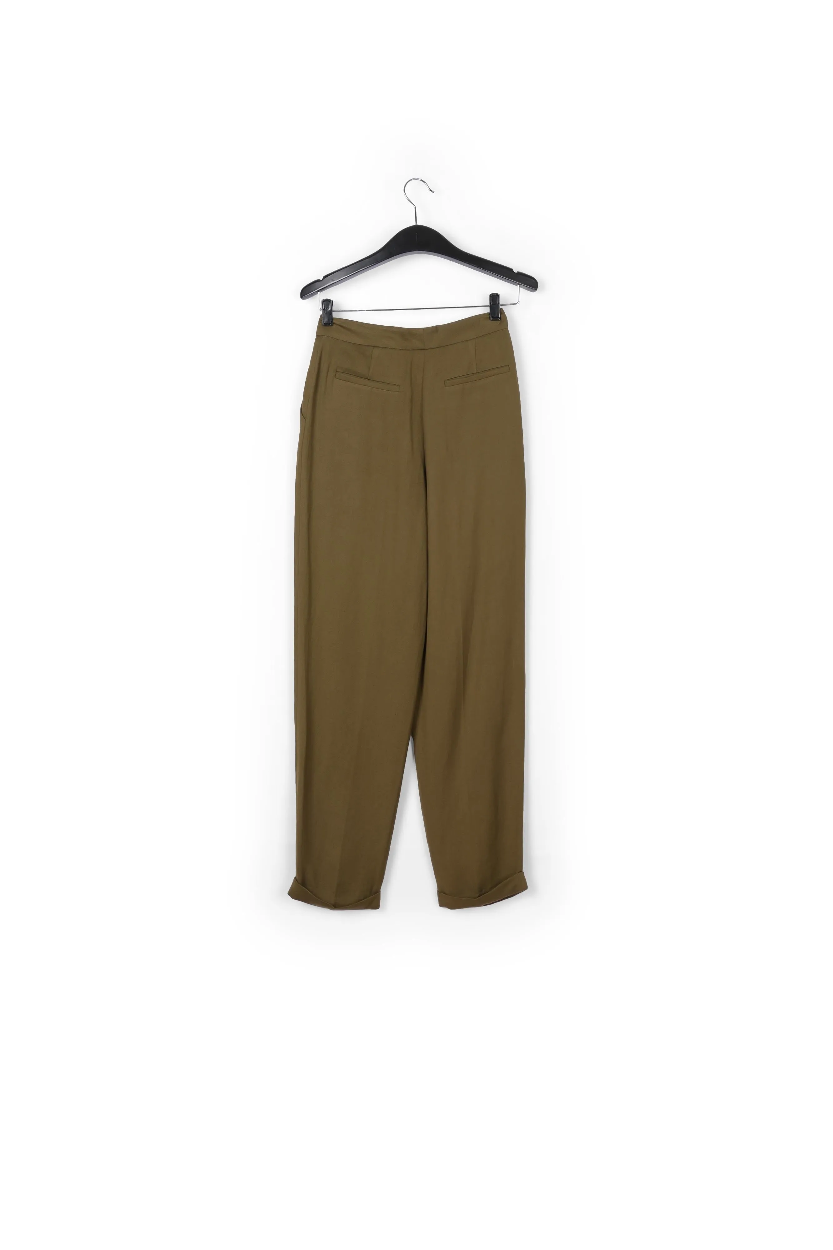 Khaki green tailored mid-rise pants