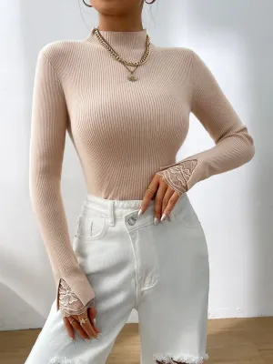 Lace Detail Long Sleeve Sweater
