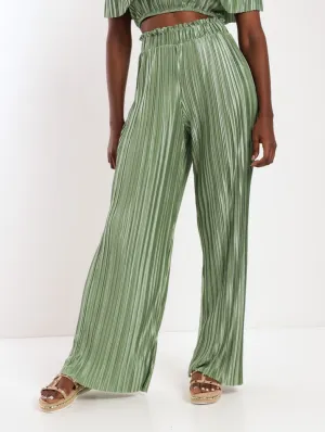 Ladies Paperbag Wideleg Bodre Pant - Sage