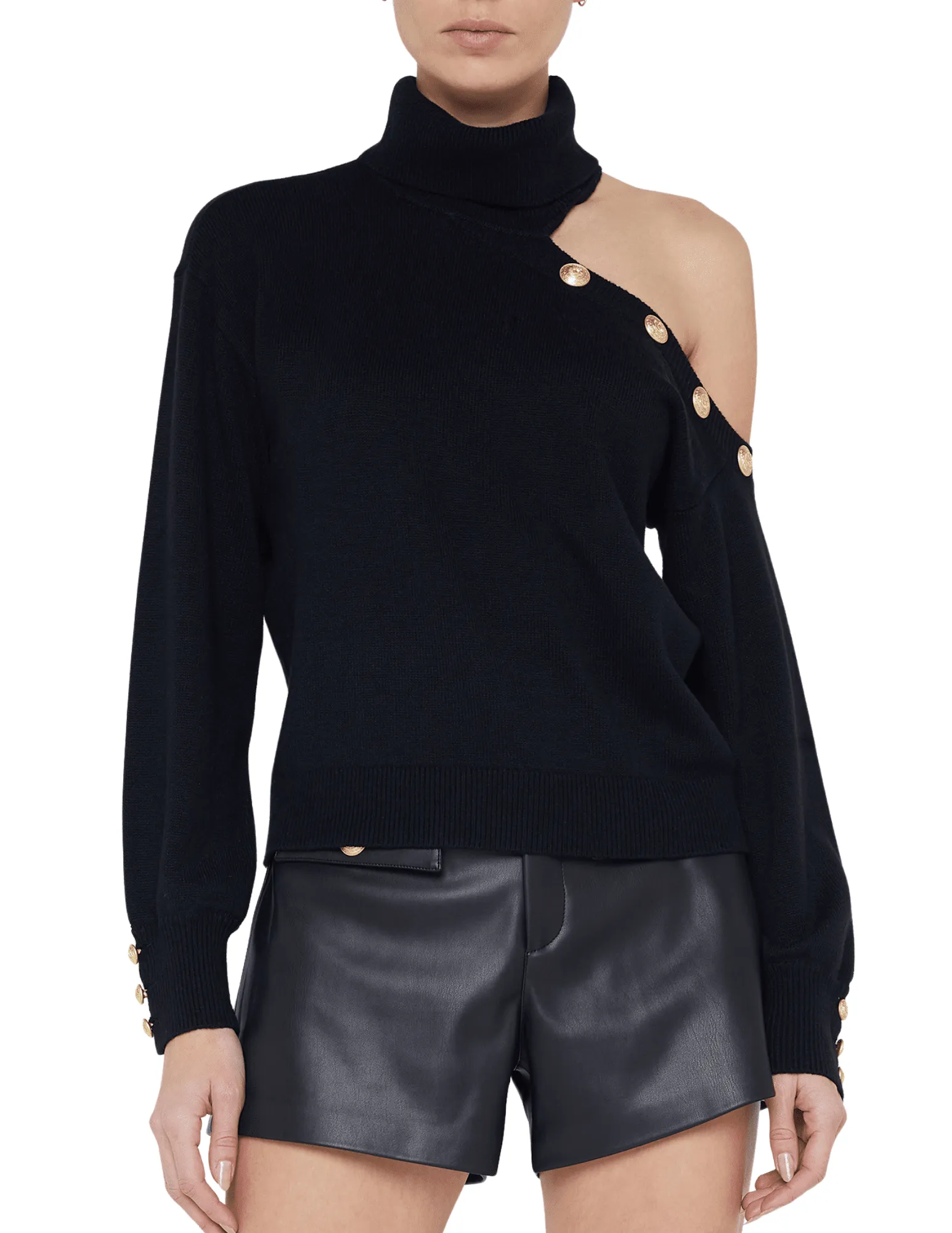 L'Agence Brixie One Shoulder Turtleneck Sweater