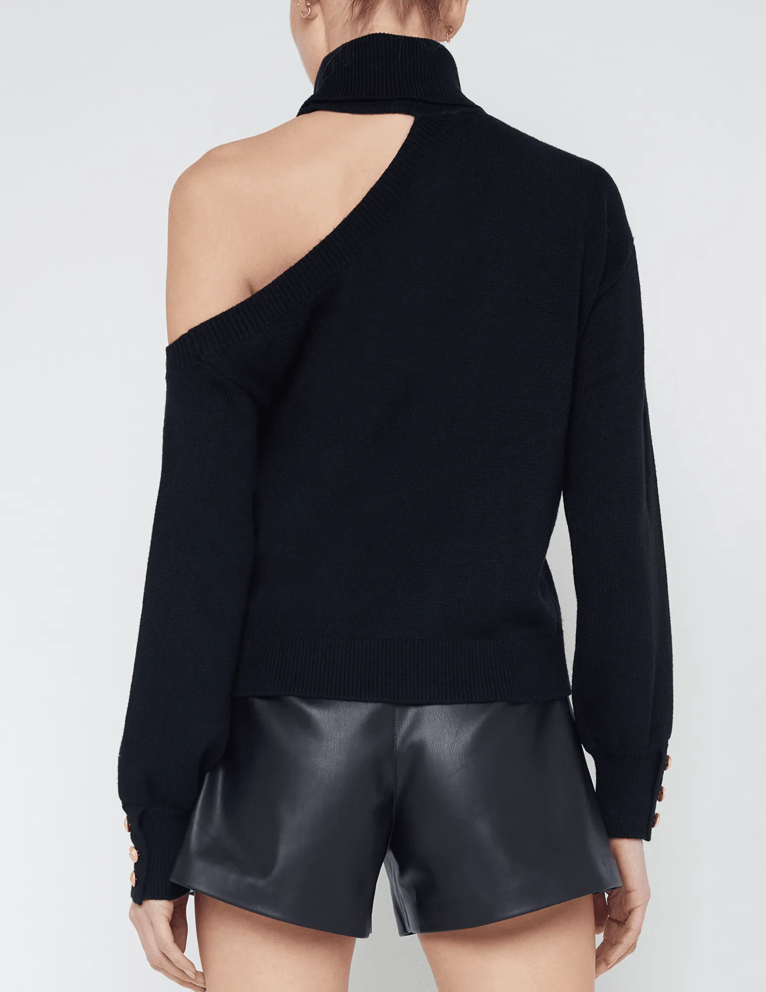 L'Agence Brixie One Shoulder Turtleneck Sweater