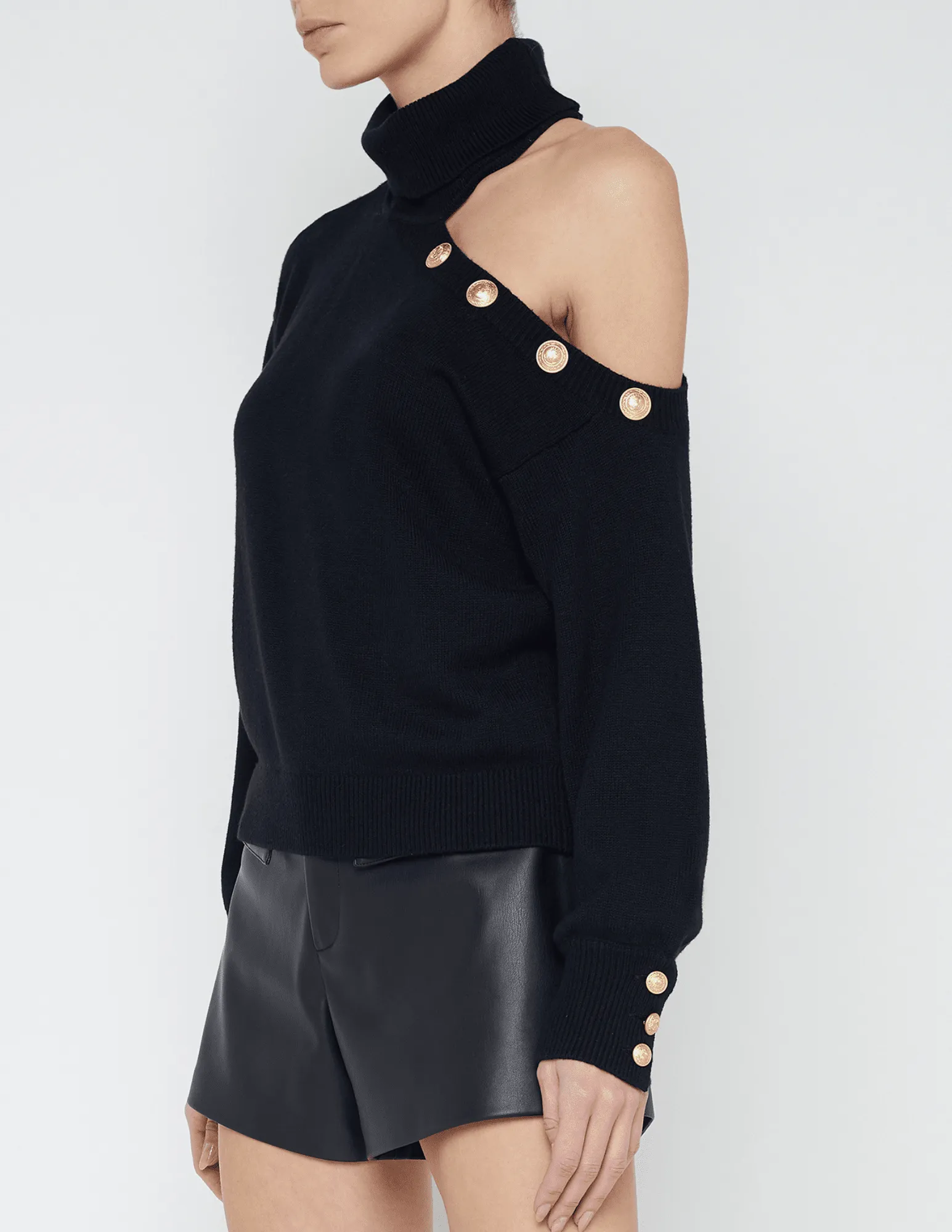L'Agence Brixie One Shoulder Turtleneck Sweater