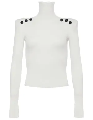 L'Agence Reeves Shoulder Pad Button Detail Turtleneck
