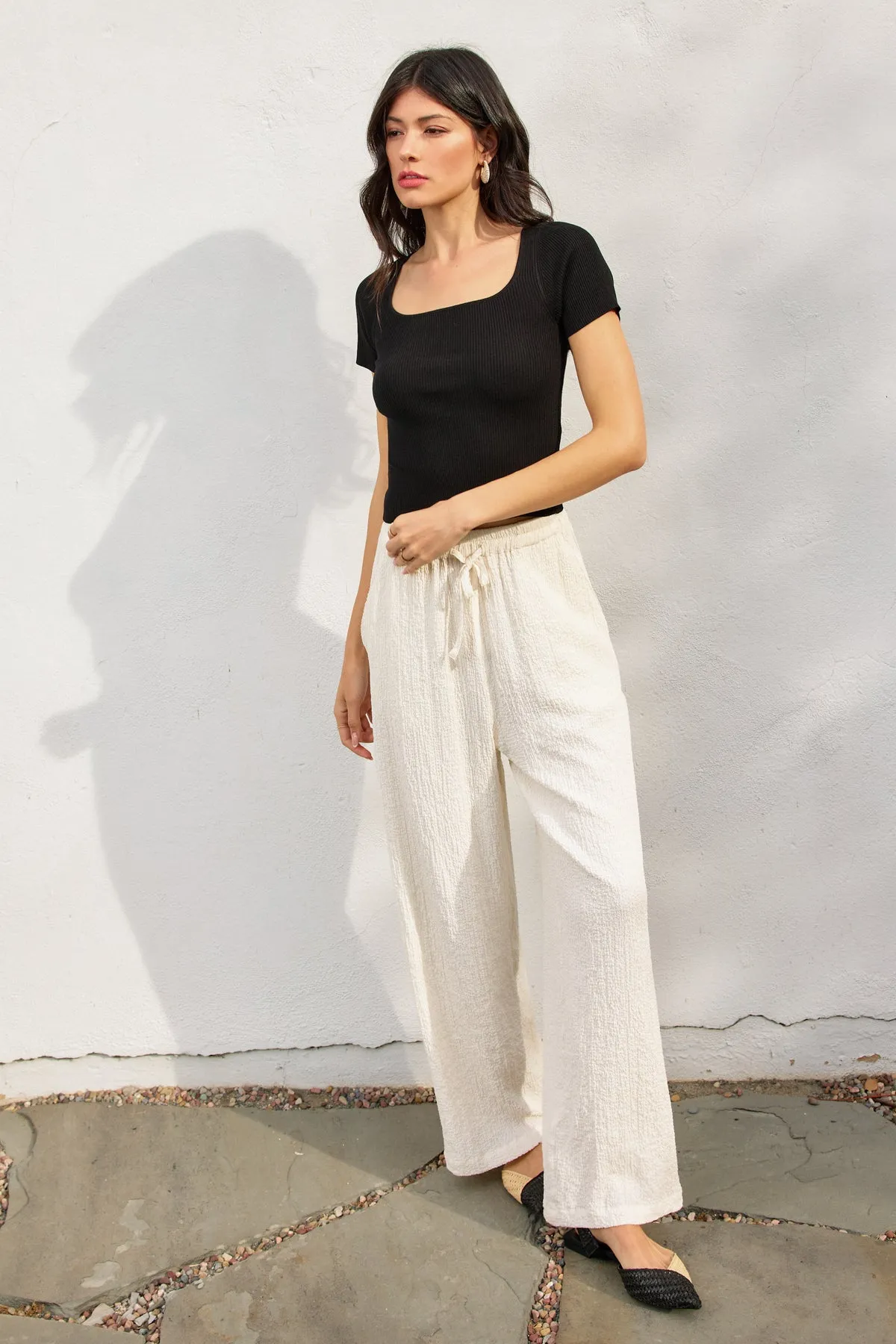 Levon Knit Sqaure Neck Short Sleeve Top