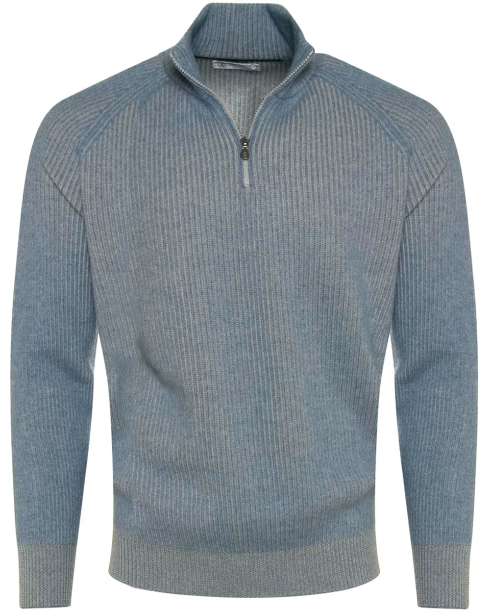 Light Blue Cashmere Quarter Zip Sweater