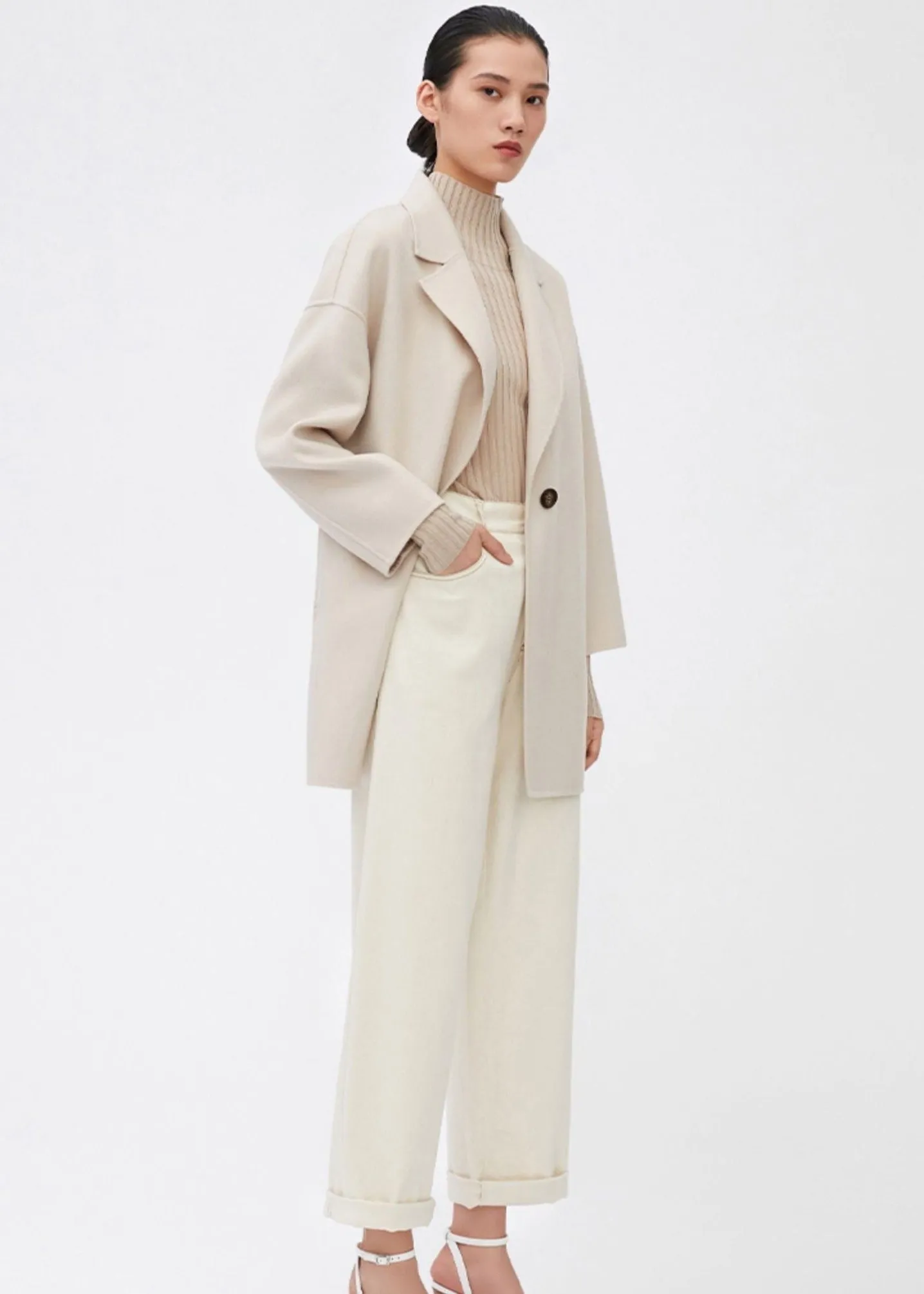 Light-Weight Wool Coat with Classic Notch Lapels