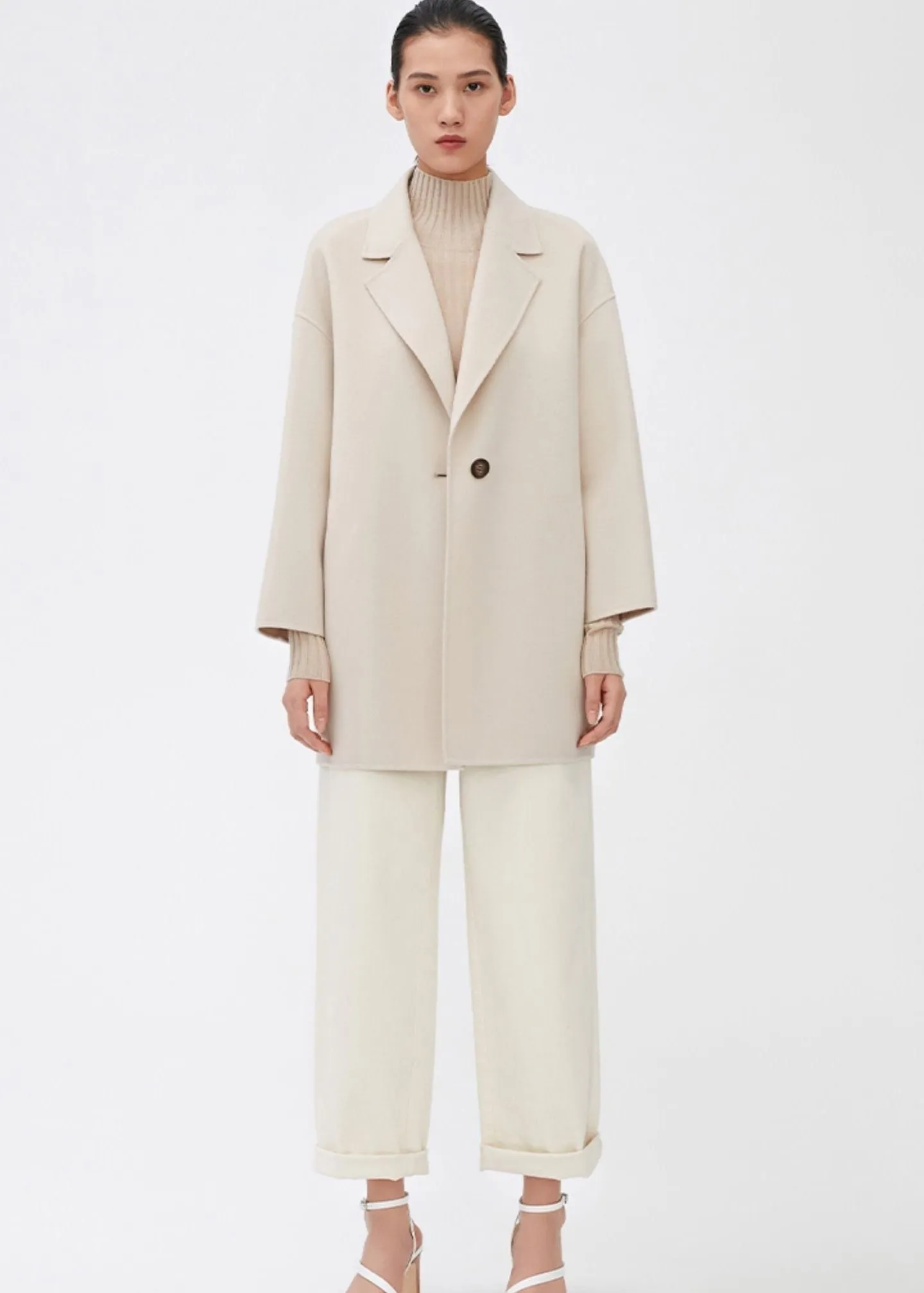 Light-Weight Wool Coat with Classic Notch Lapels