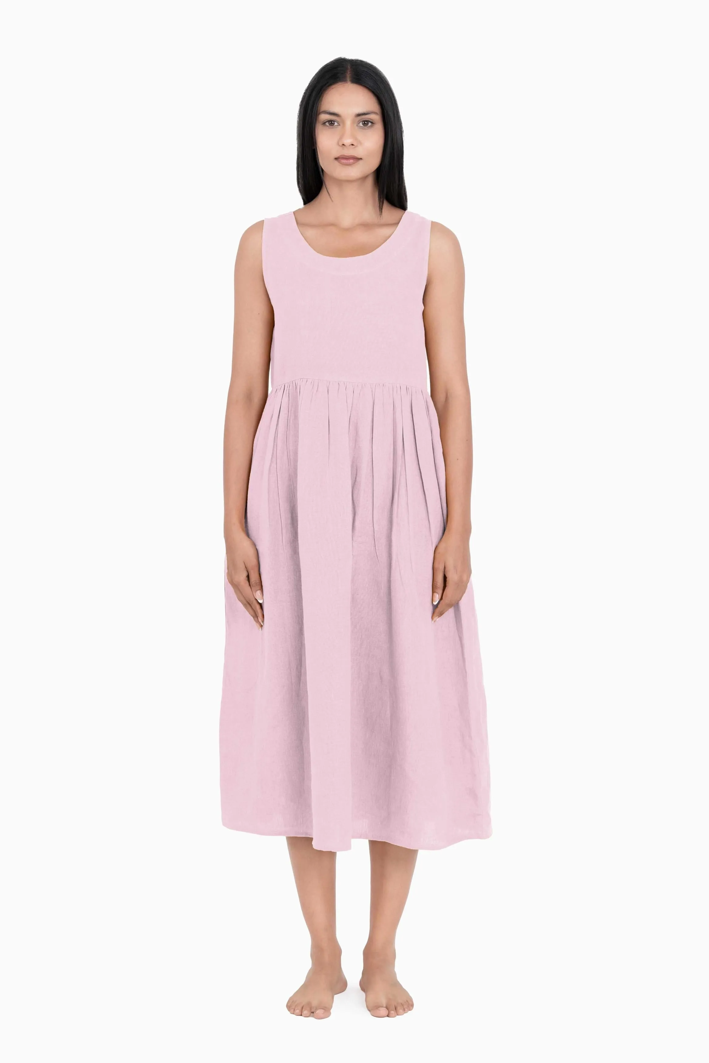 Linen Achill Dress-Petal Pink