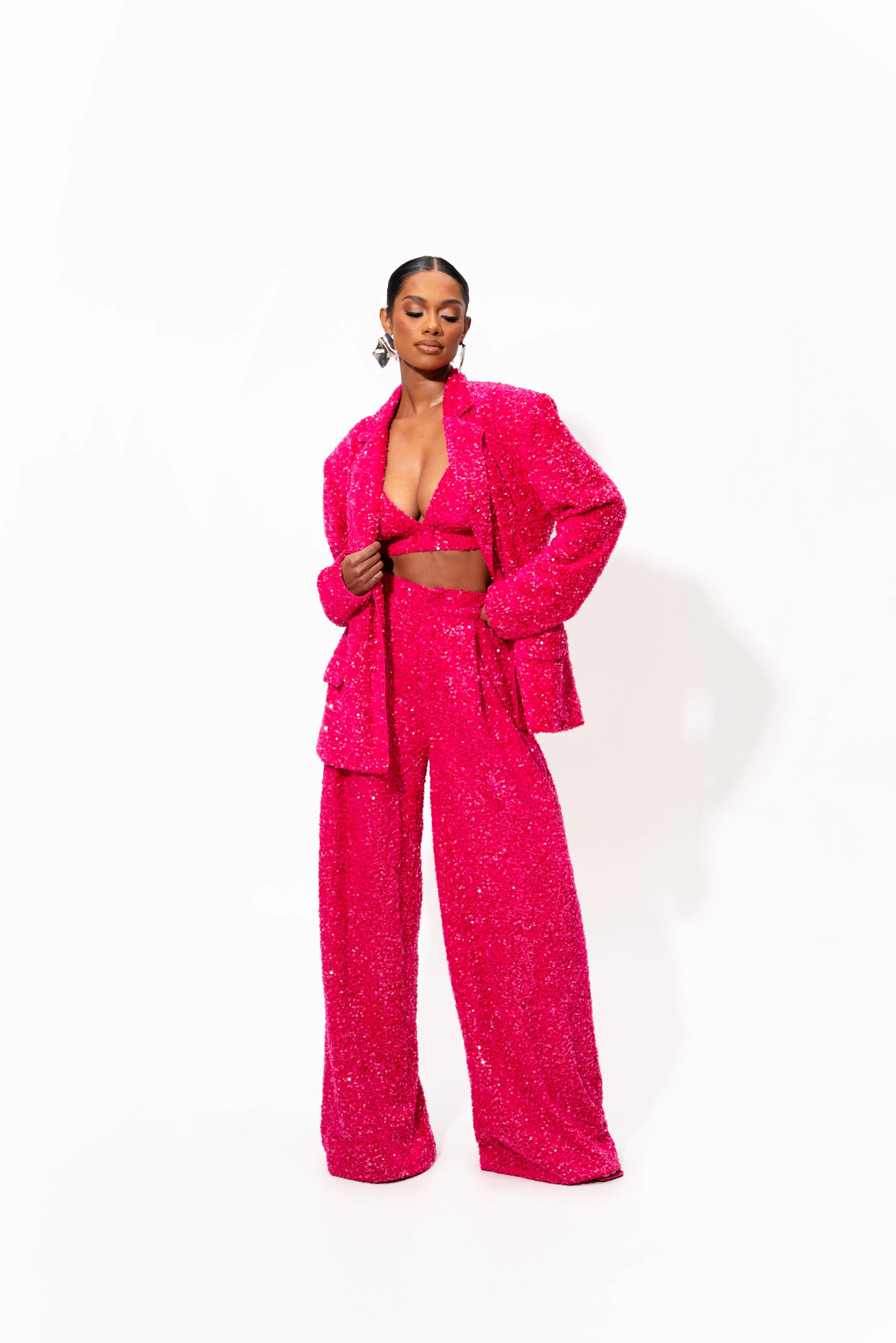 LIZA Sequin Pants in FUCHSIA