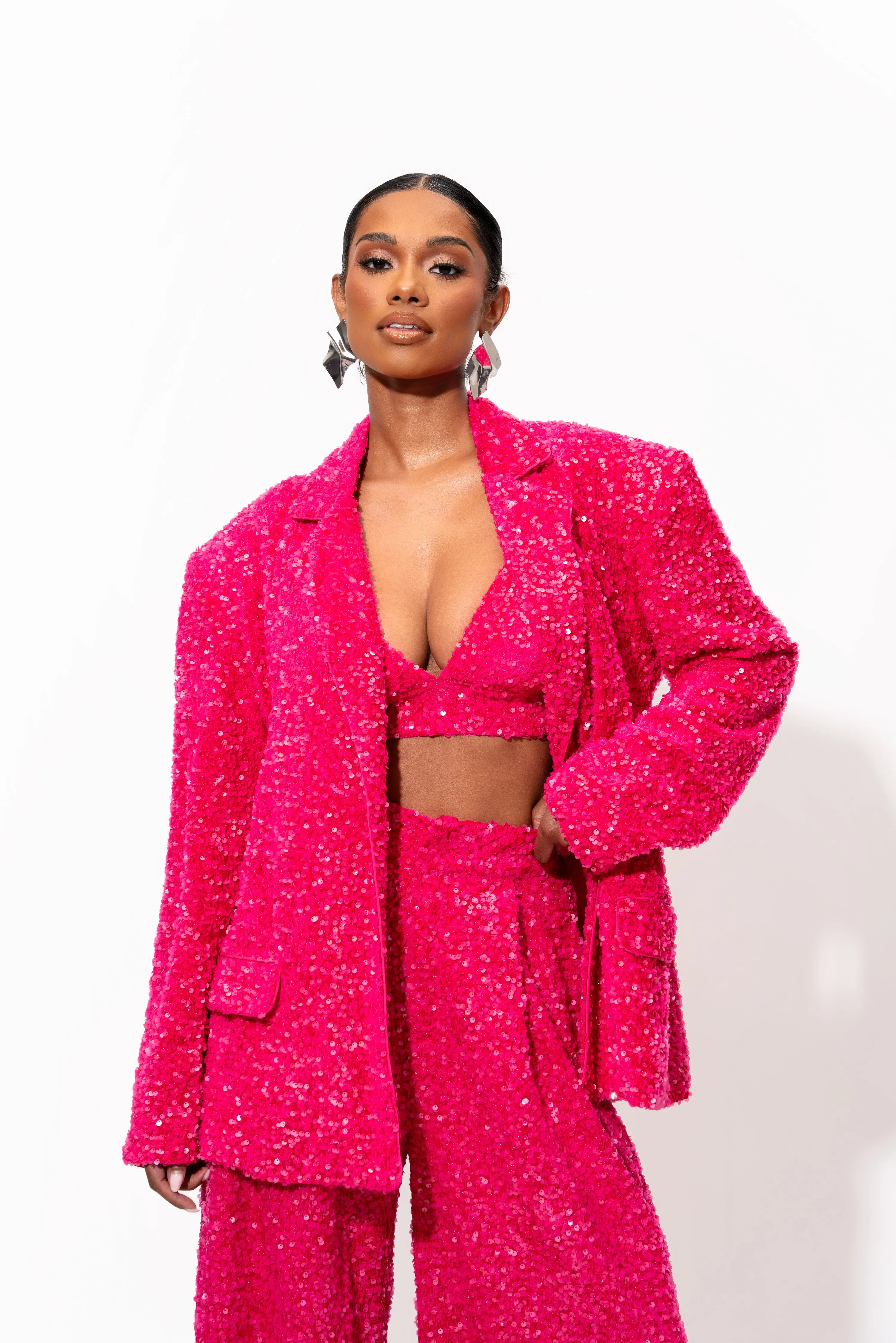 LIZA Sequin Pants in FUCHSIA