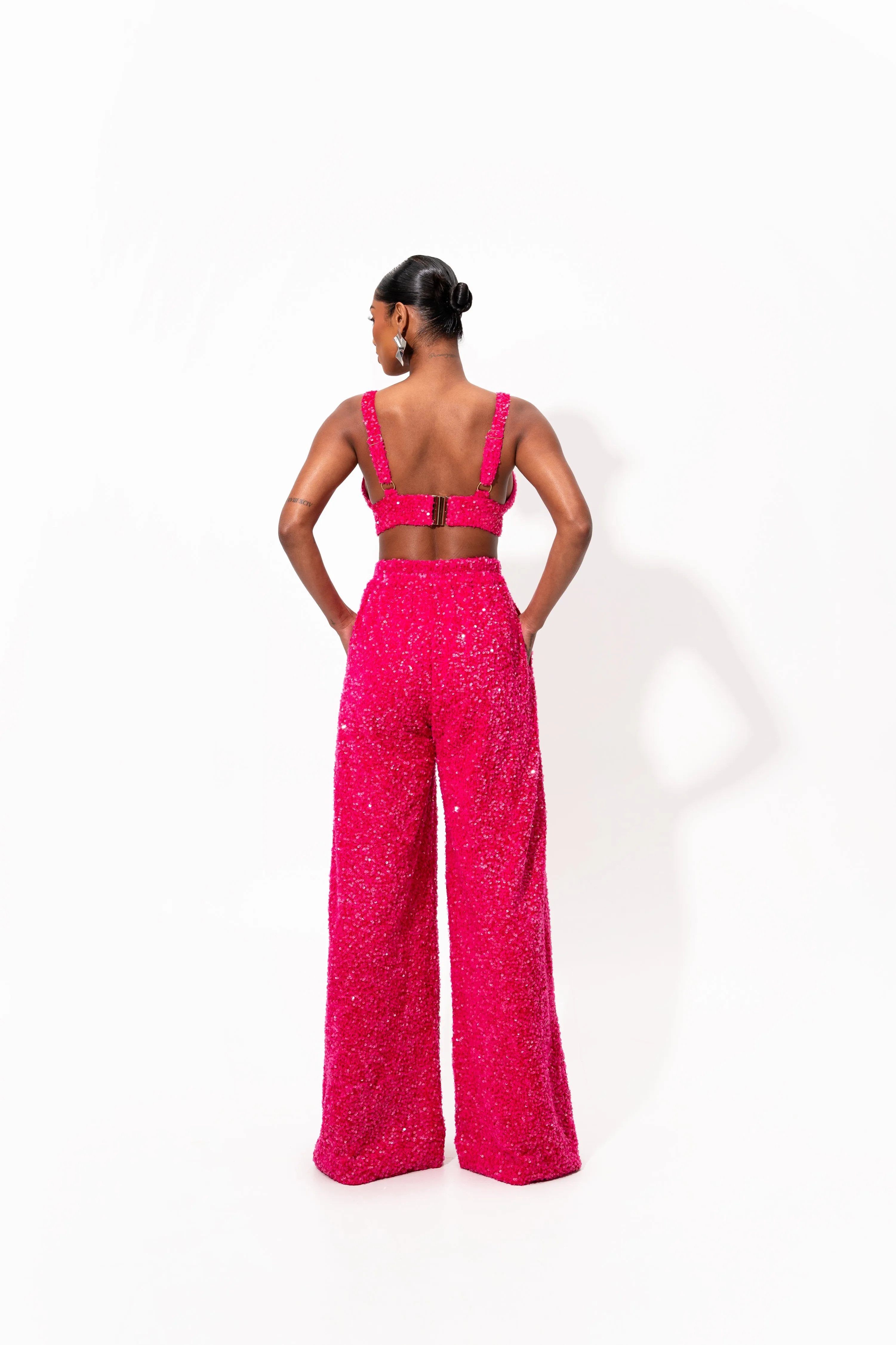 LIZA Sequin Pants in FUCHSIA