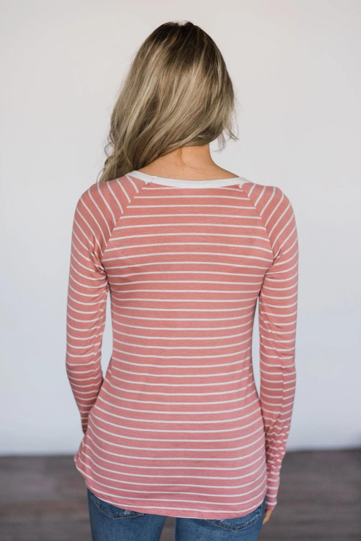 Long Sleeve Rose Striped Top
