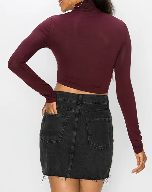Long Sleeve Turtleneck Crop Top