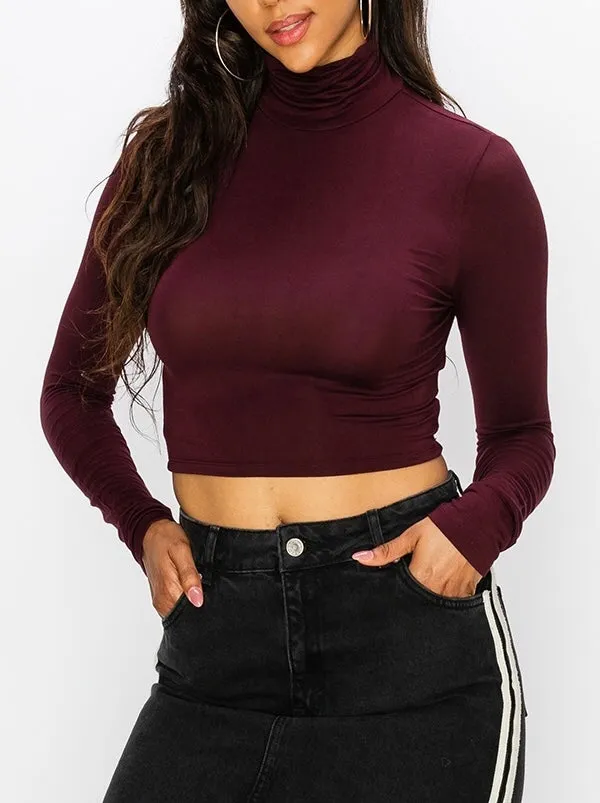 Long Sleeve Turtleneck Crop Top