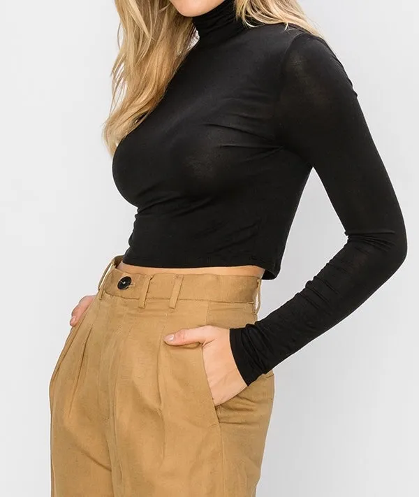 Long Sleeve Turtleneck Crop Top