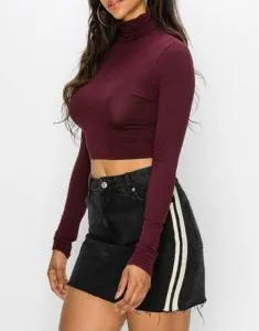 Long Sleeve Turtleneck Crop Top