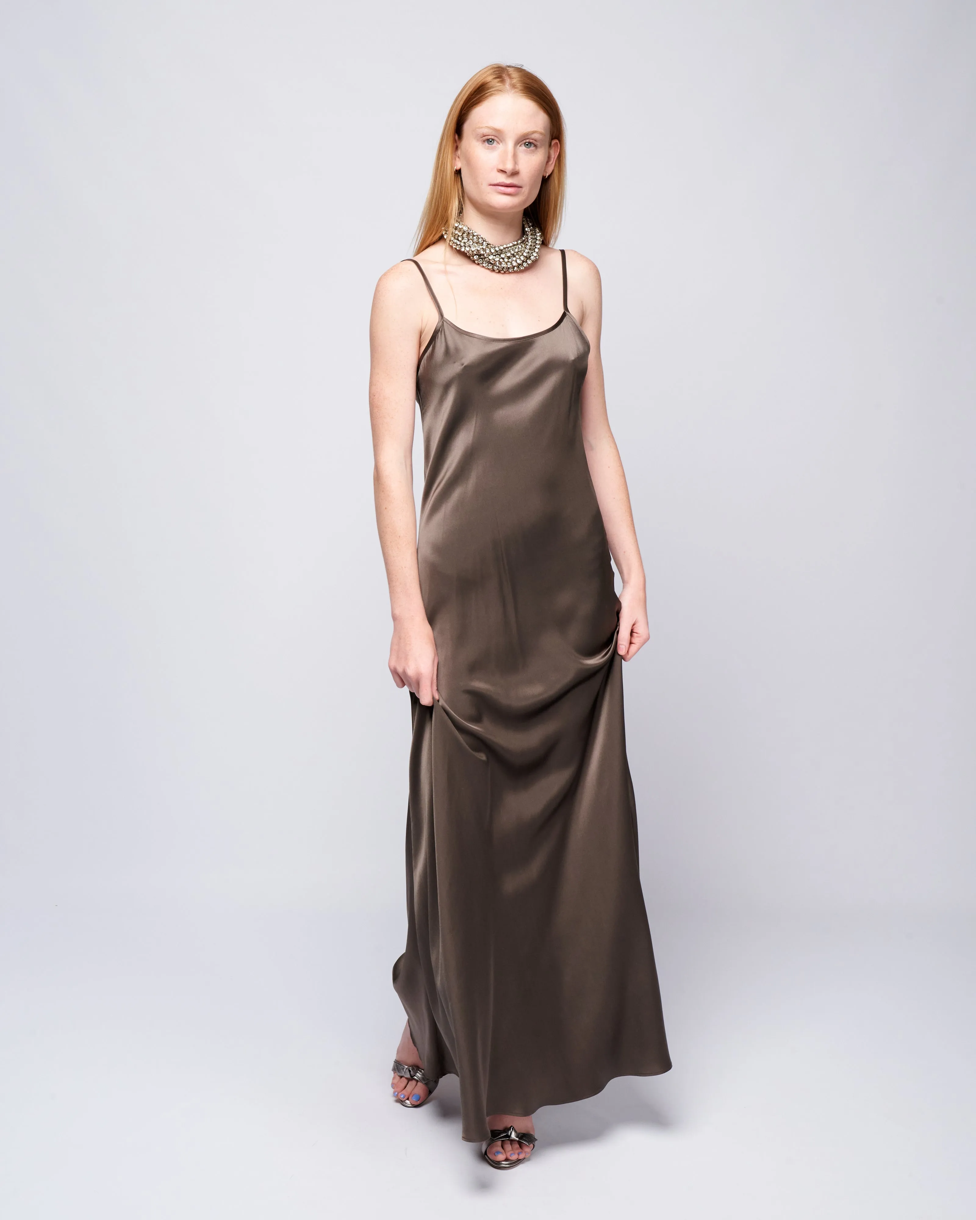 long slip dress - mink