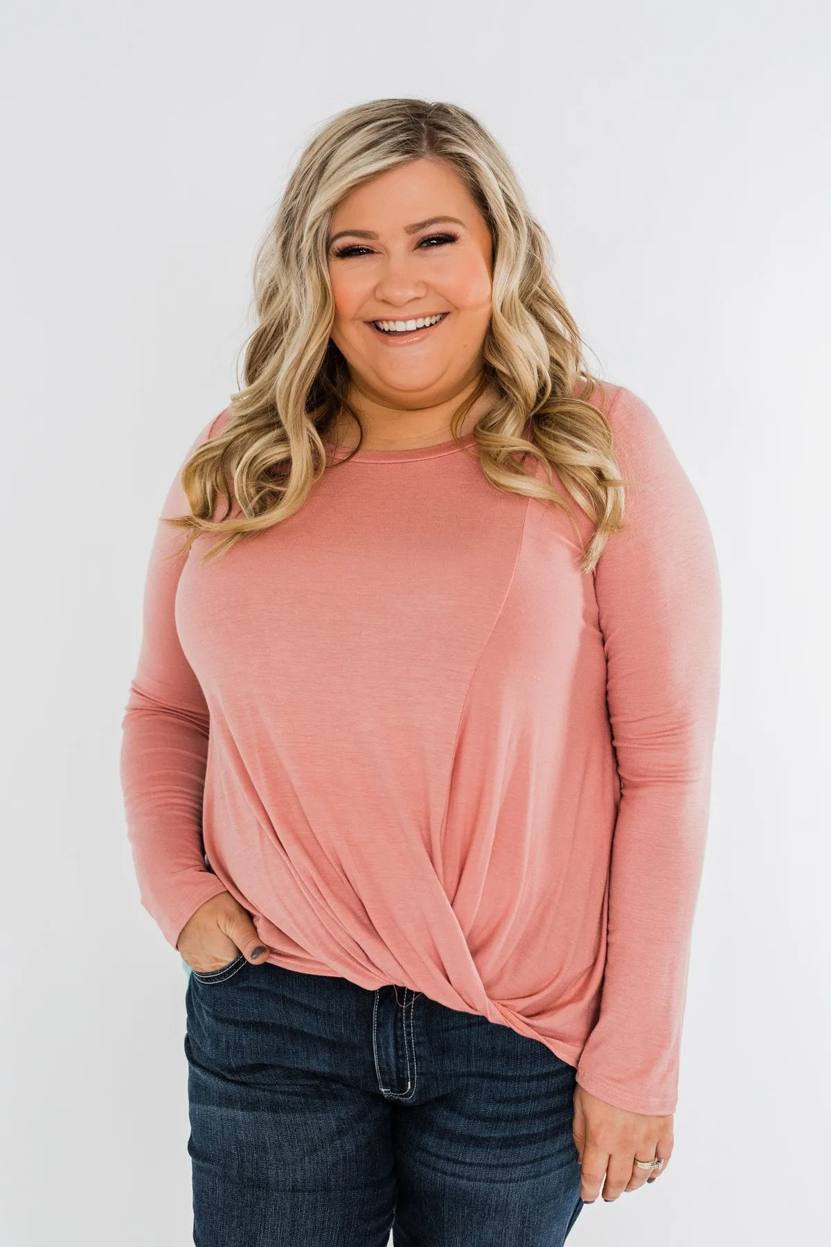 Looking Back Floral Wrap Top- Dusty Pink
