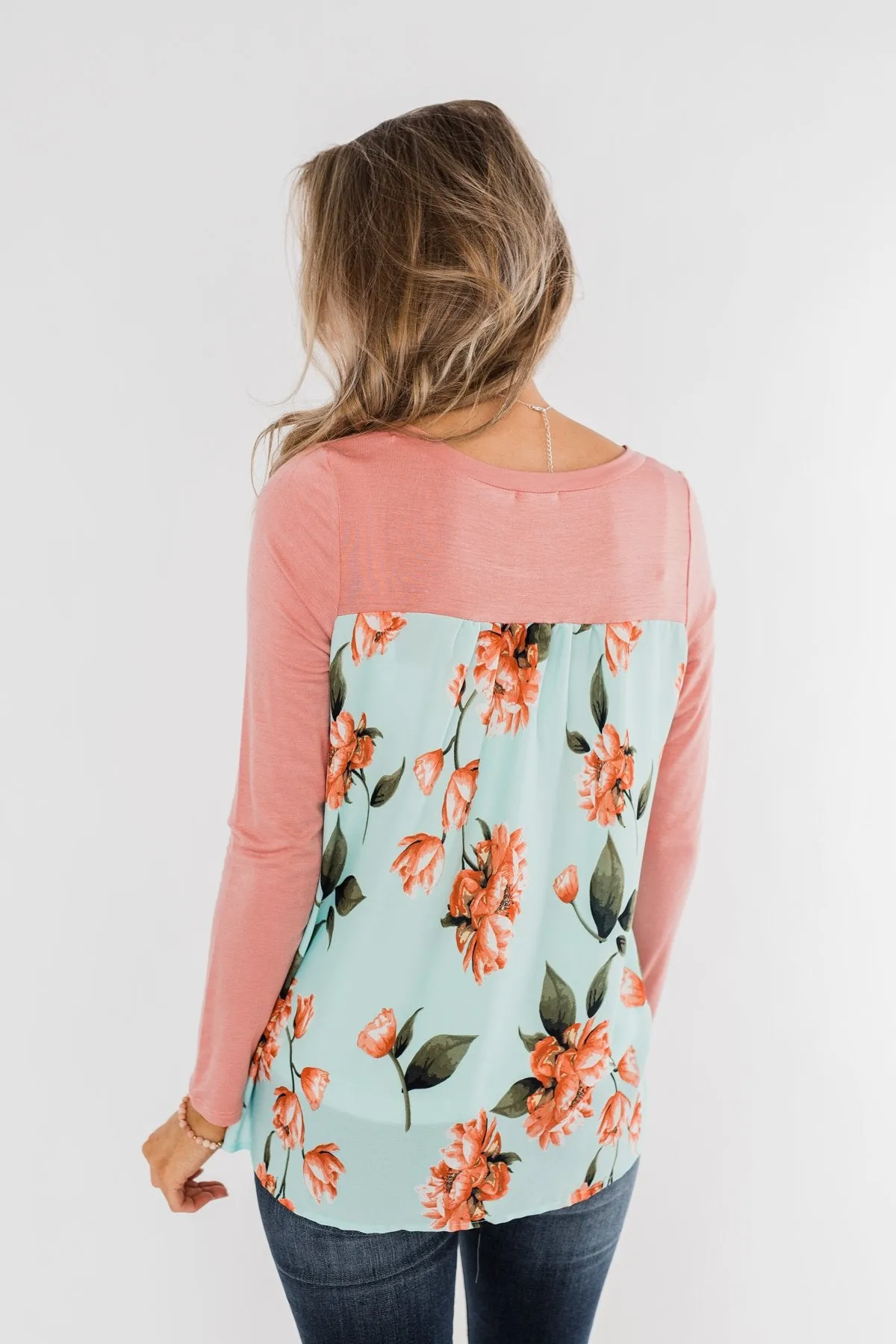 Looking Back Floral Wrap Top- Dusty Pink