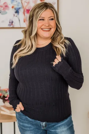 Love Endures Knit Top- Navy