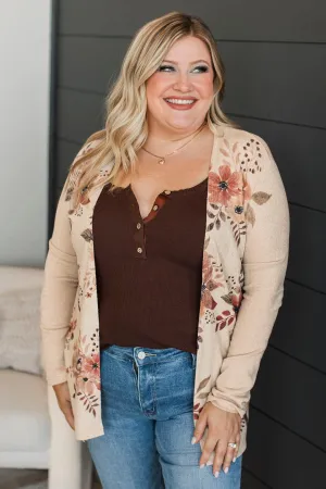Love In Your Eyes Floral Cardigan- Khaki