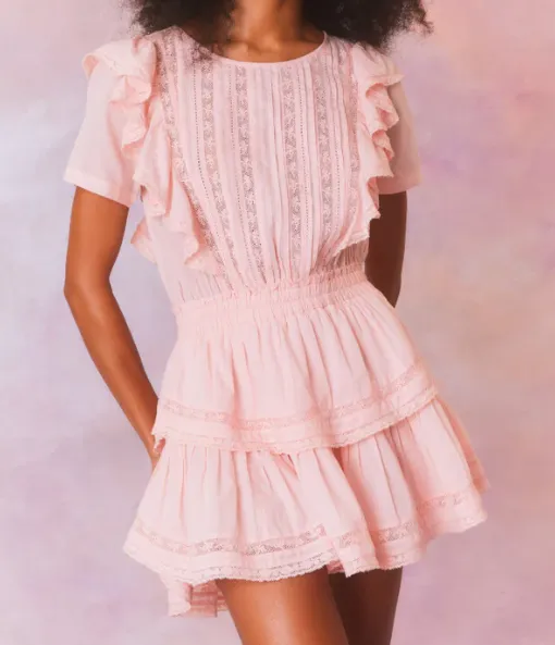 Love Shack Fancy Natasha Dress - Bellrose Pink