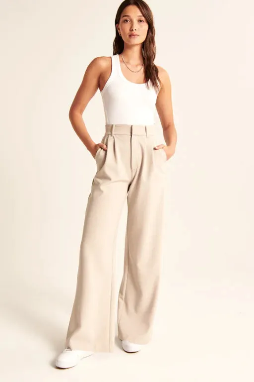 Lucia Beige Tailored Pants