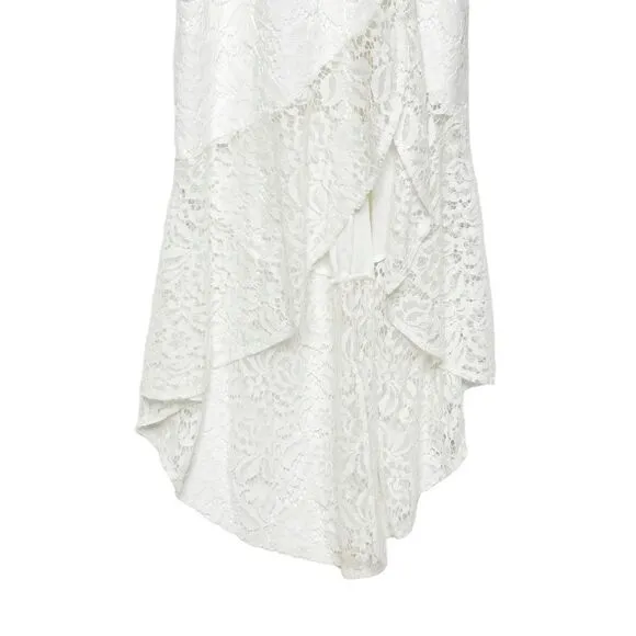 Lulu’s Always Gorgeous White Lace High-Low Midi Dress