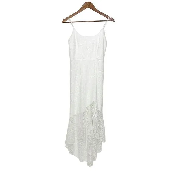 Lulu’s Always Gorgeous White Lace High-Low Midi Dress