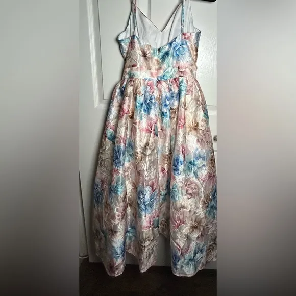 Lulus Refined Eloquence Mauve Multi Floral Jacquard Midi Dress Medium NWOT