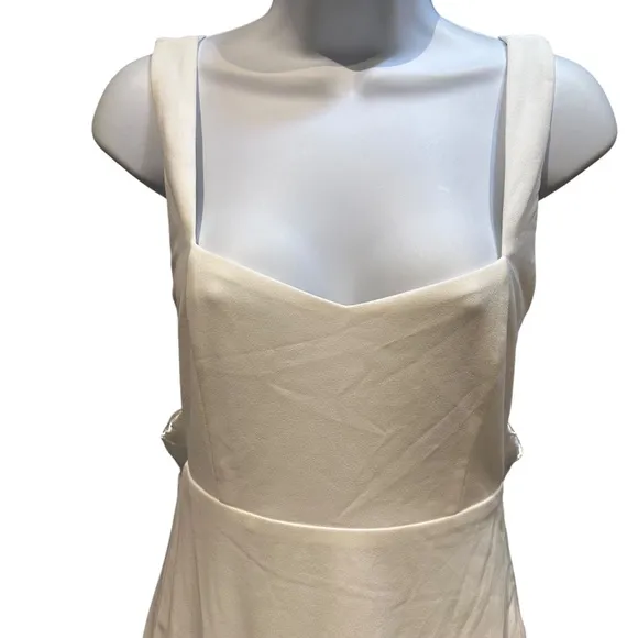 Lulus Romantic Glow White Backless Pearl Bow Maxi Dress Size Small NWOT