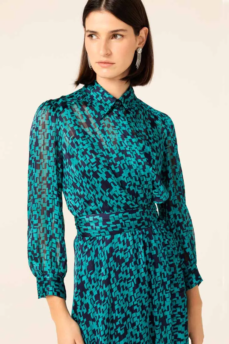 Lush Lagoon Dress in Navy Aqua