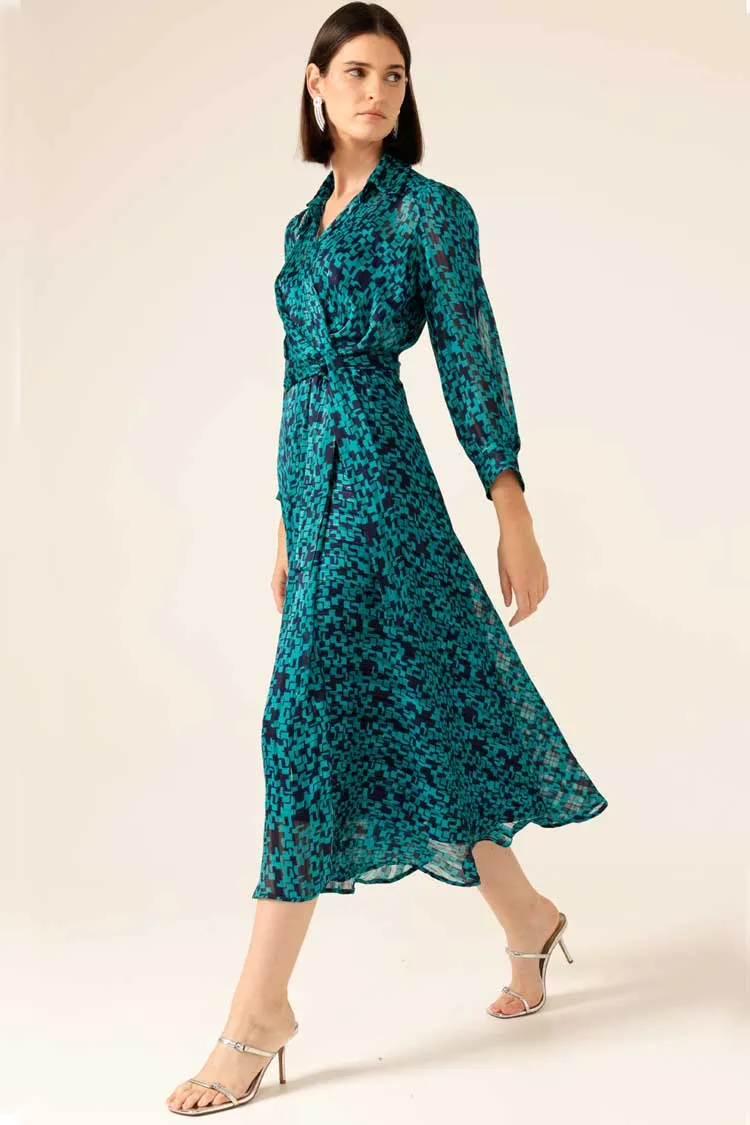 Lush Lagoon Dress in Navy Aqua