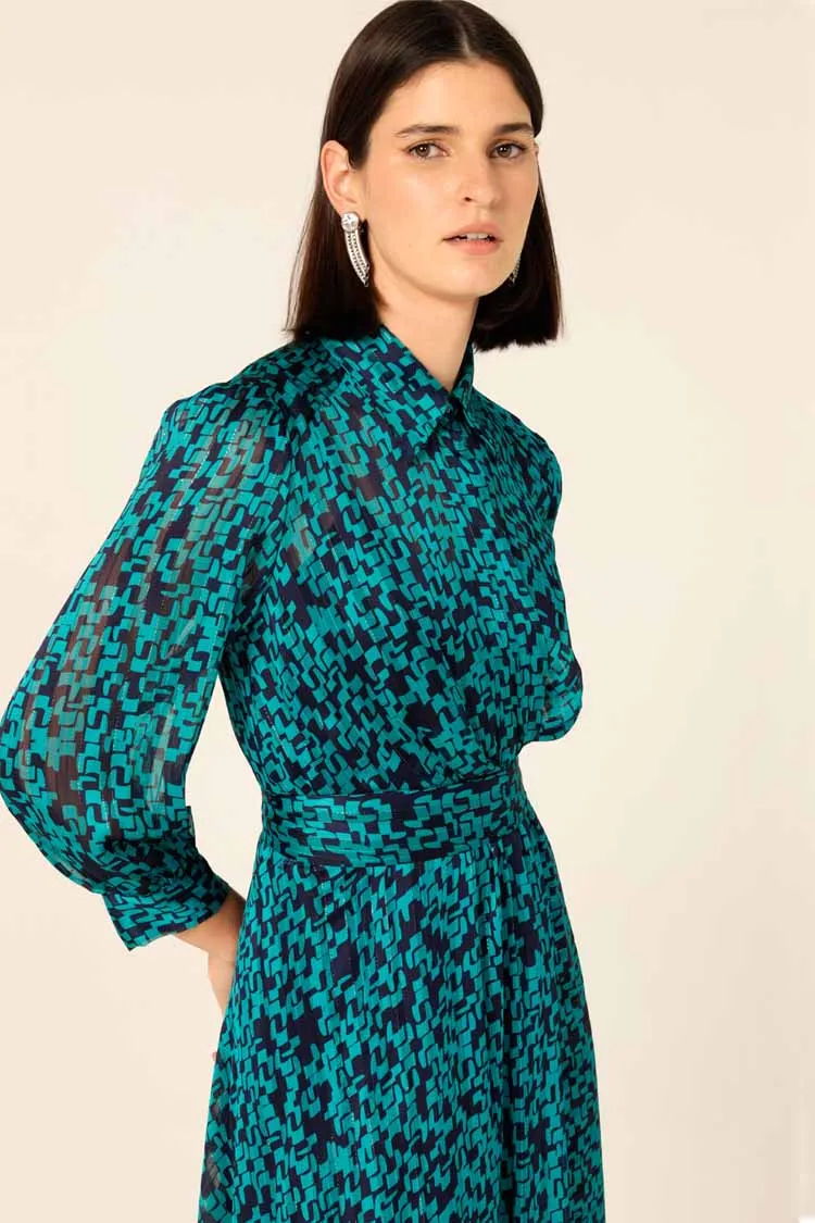 Lush Lagoon Dress in Navy Aqua