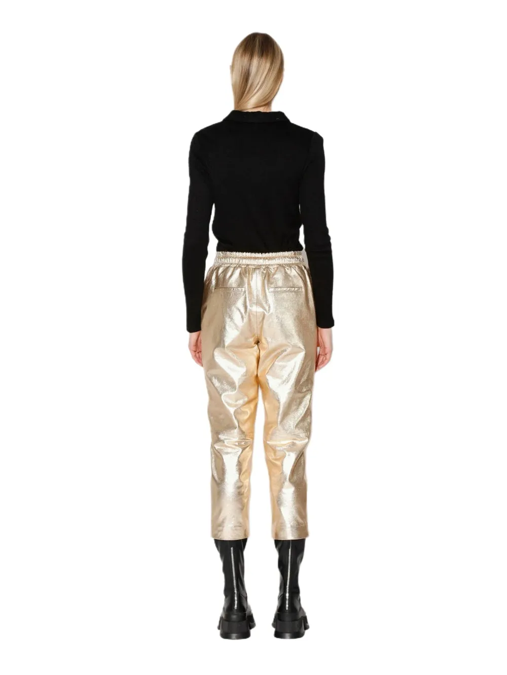 Luxe Metallic Tailored Leather Pant