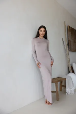 Luxe Slip Dress Low Neck Fawn