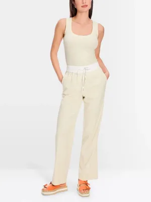 Marc Cain Powder Cream Sleeveless Vest Top In Cotton Rib