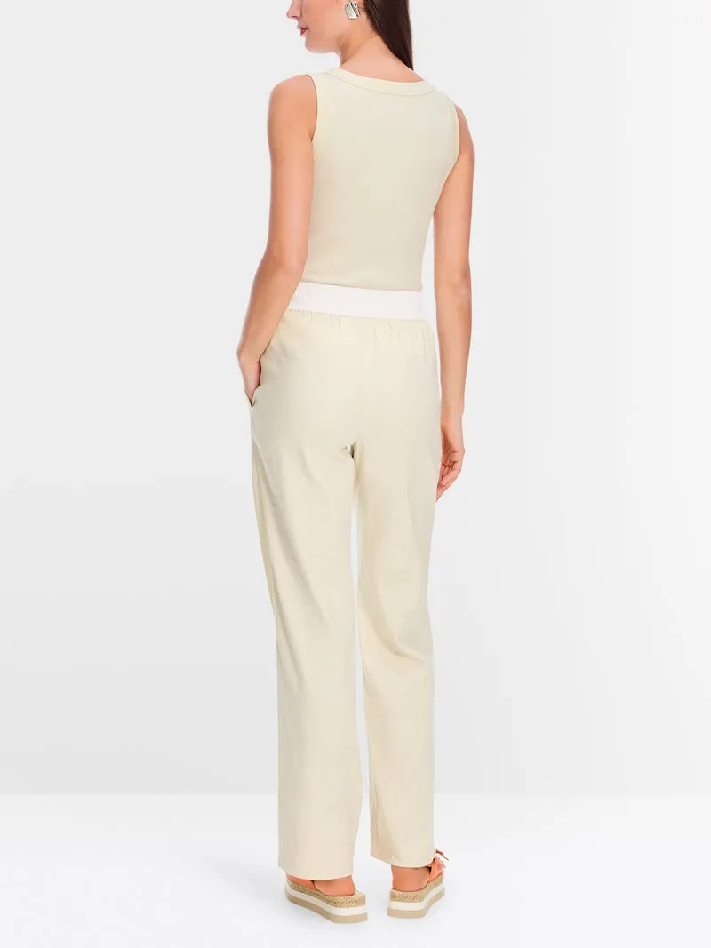 Marc Cain Powder Cream Sleeveless Vest Top In Cotton Rib