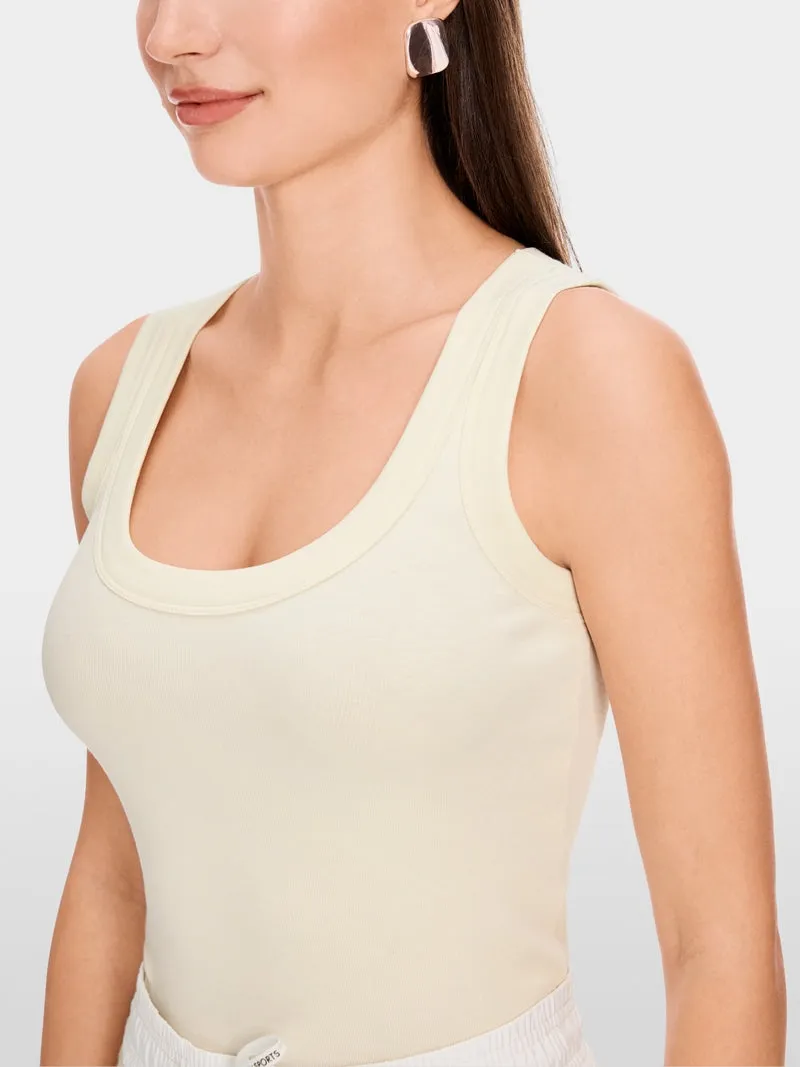 Marc Cain Powder Cream Sleeveless Vest Top In Cotton Rib