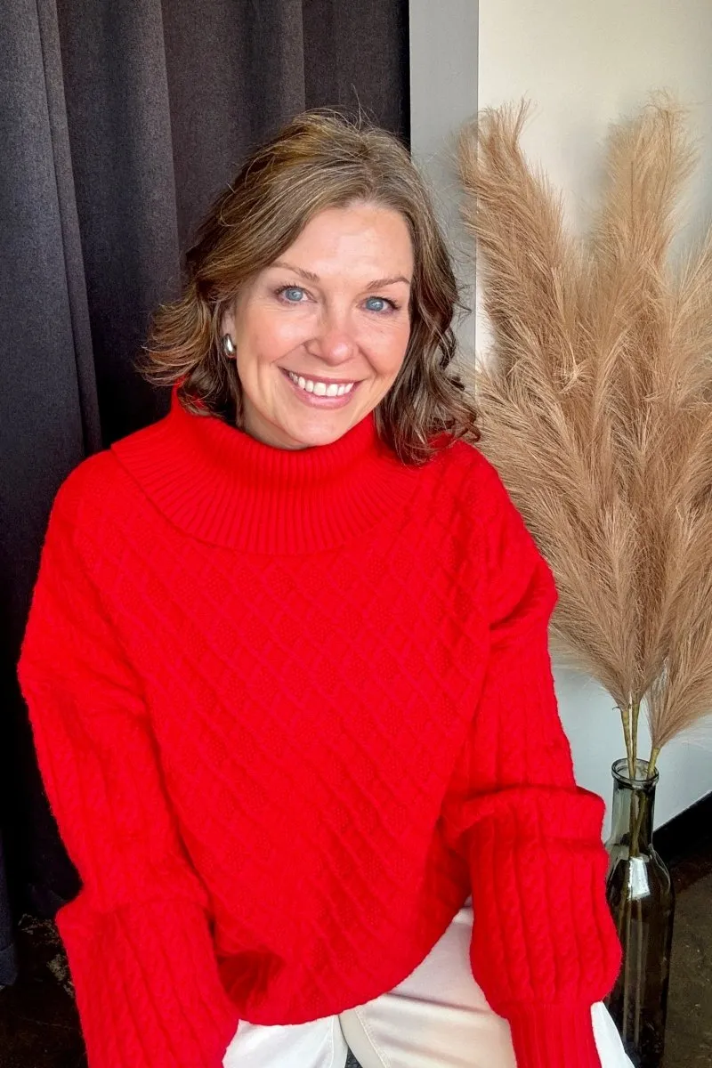 Maren Cable Knit Turtleneck Sweater-FINAL SALE