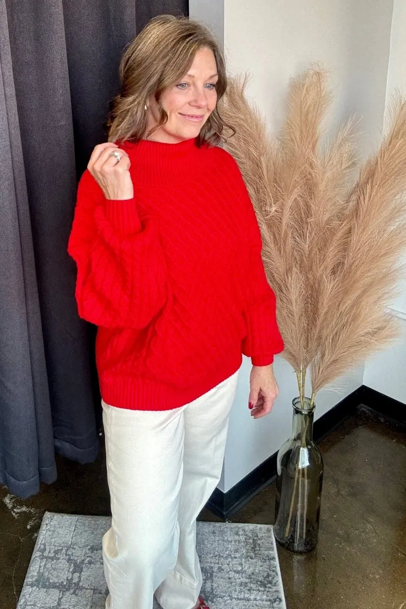 Maren Cable Knit Turtleneck Sweater-FINAL SALE