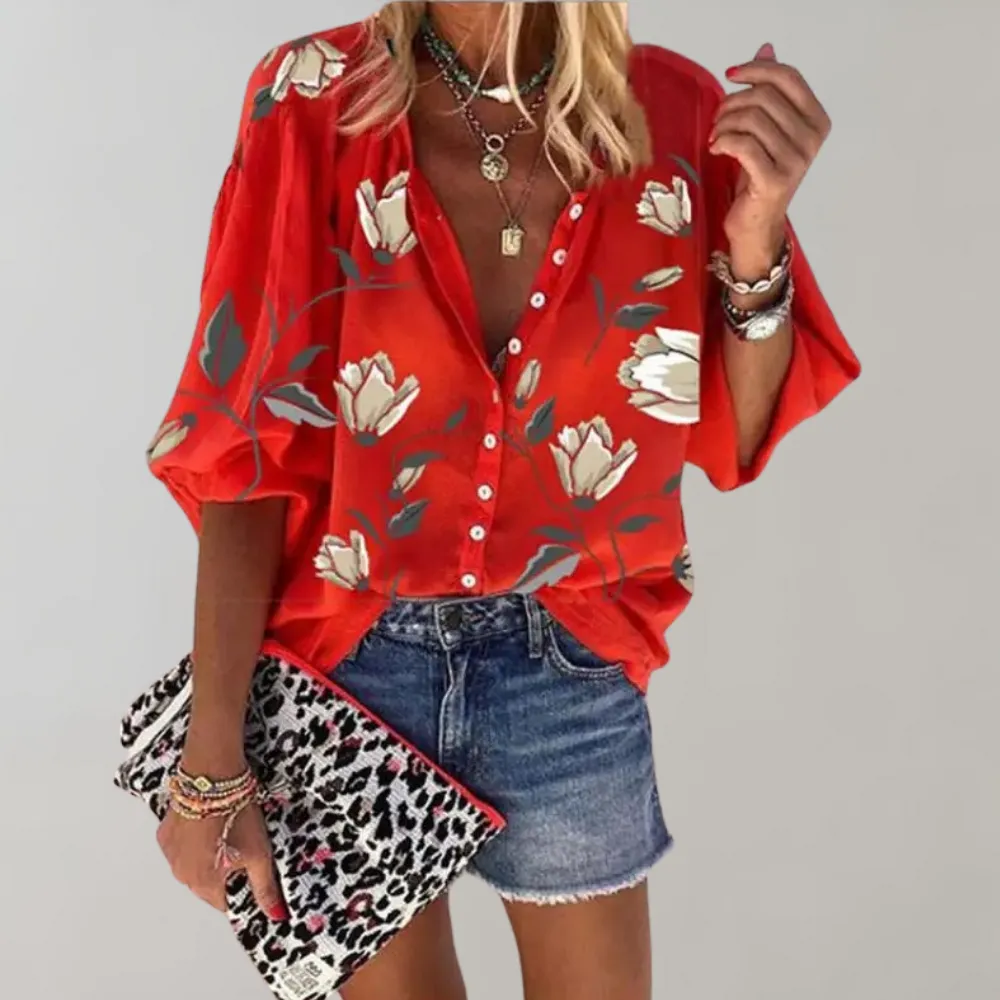 Mavis - Floral Print Blouse for Women - Fashionable & Easy to Wear