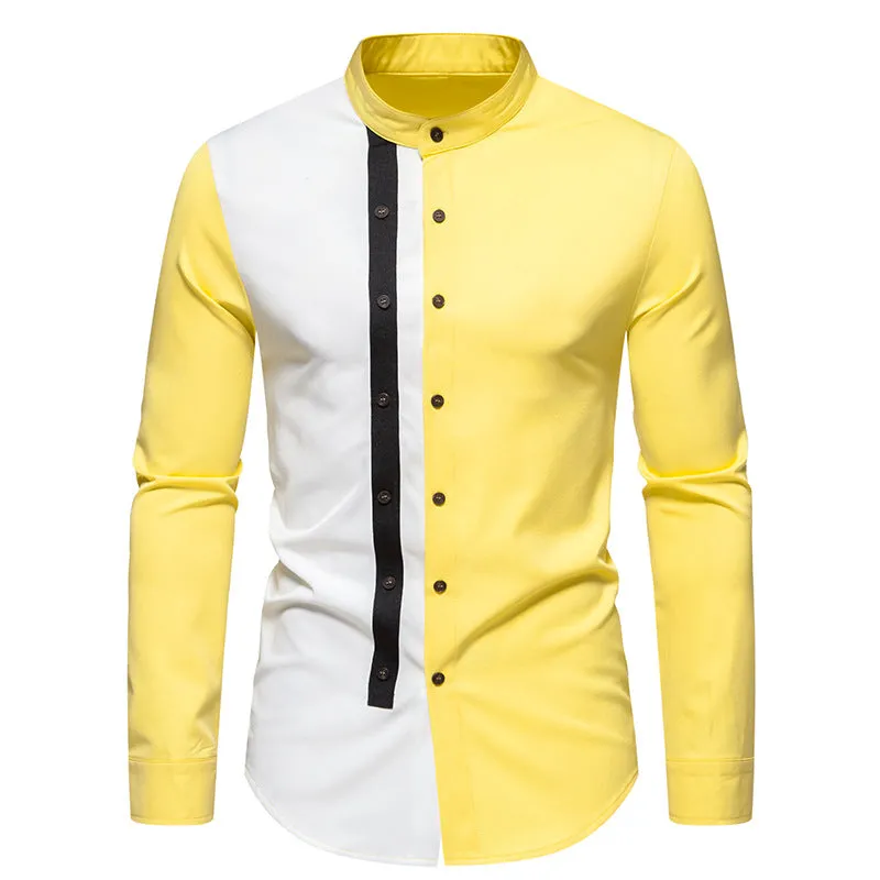 Men Bicolor Turtleneck Long Sleeves Shirt