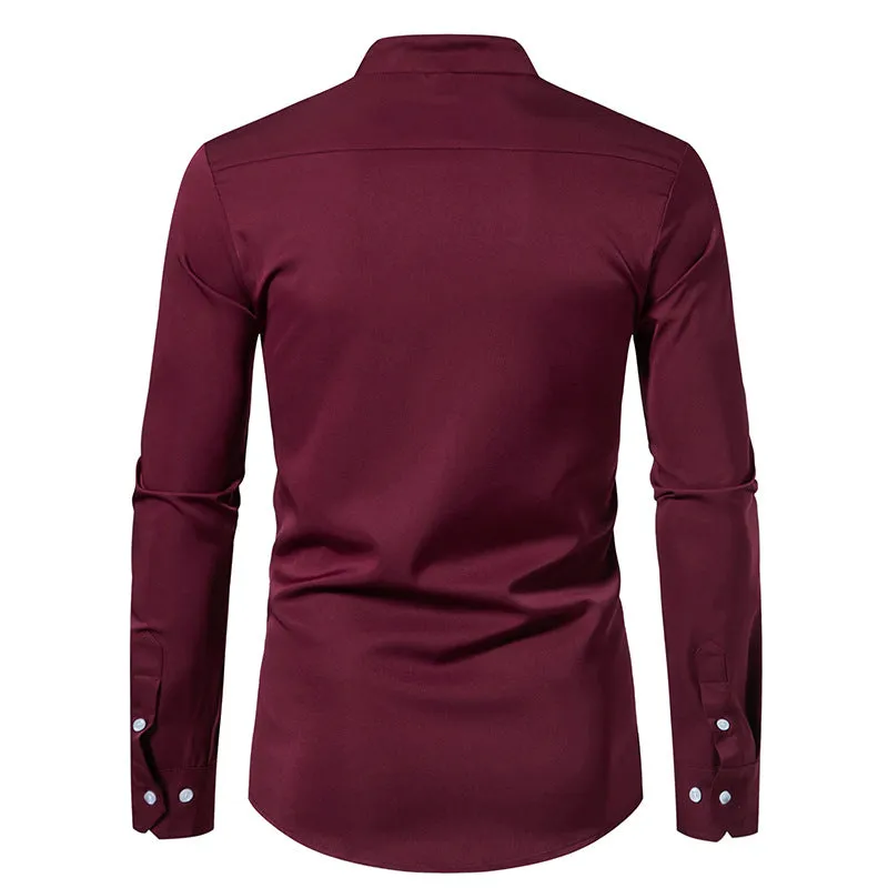 Men Colorful Patterns Turtleneck Long Sleeves Shirt