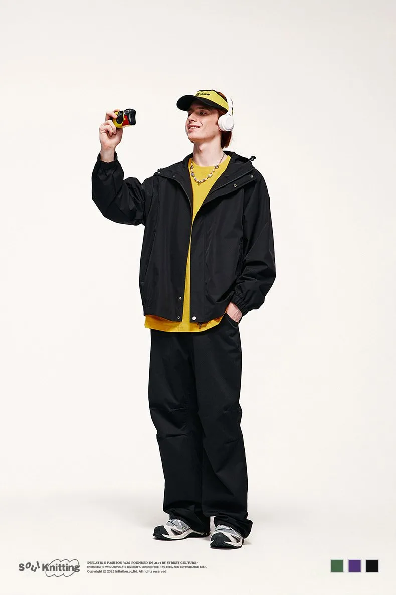 Men's | 3 Colors Minimalist Zipper Jacket 2024 Spring New Windproof Hooded Loose Men's Coat Jacket